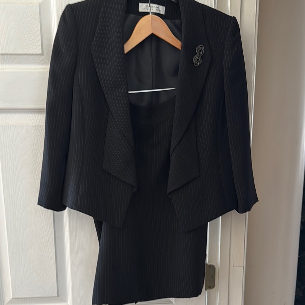 Chanel Black Pinstripe Blazer and Skirt Set